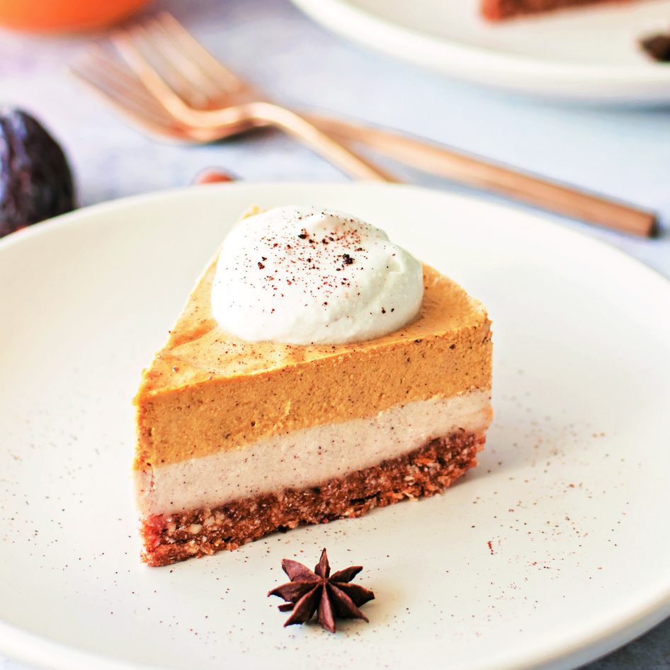 Easy, Vegan 3-Step No-Bake Pumpkin Cheesecake