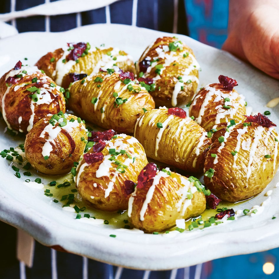 Hasselback Potatoes With Cashew Cheese Sauce