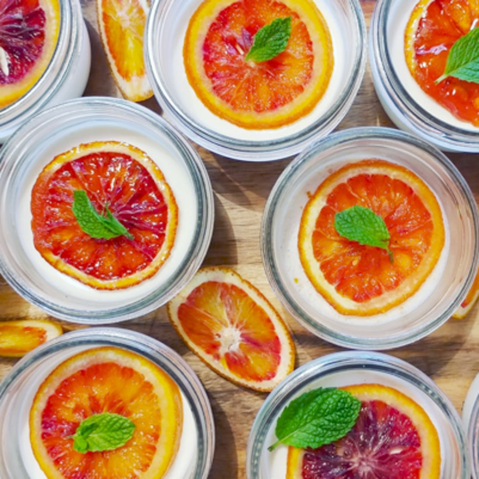 Cardamom Panna Cotta With Candied Blood Oranges