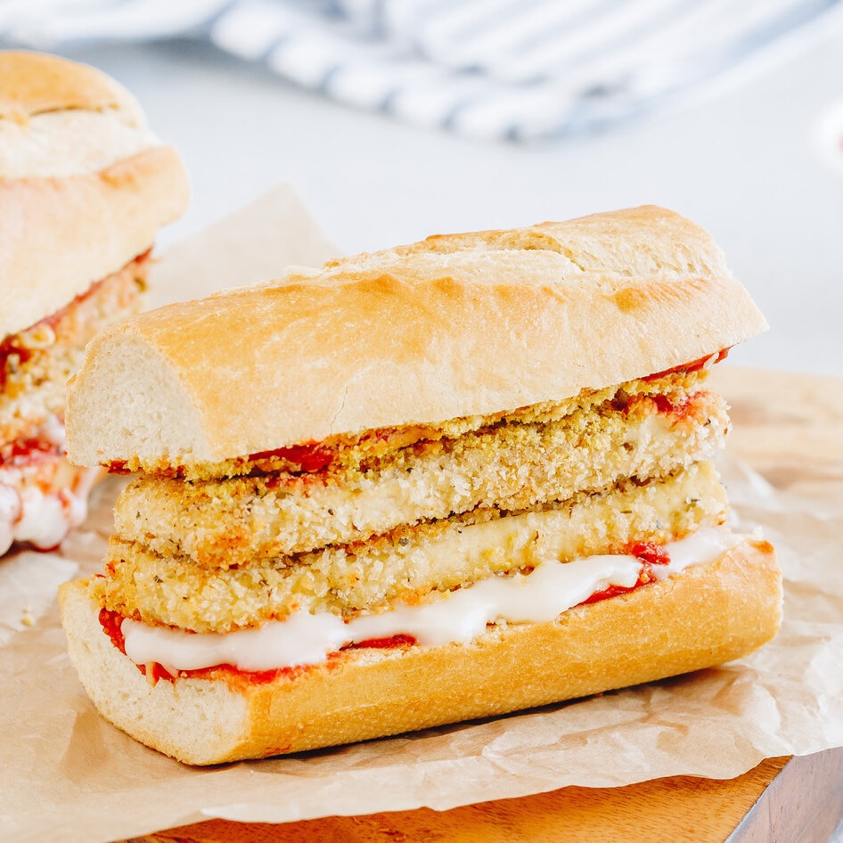 Crispy Tofu Parm Melt Hoagies