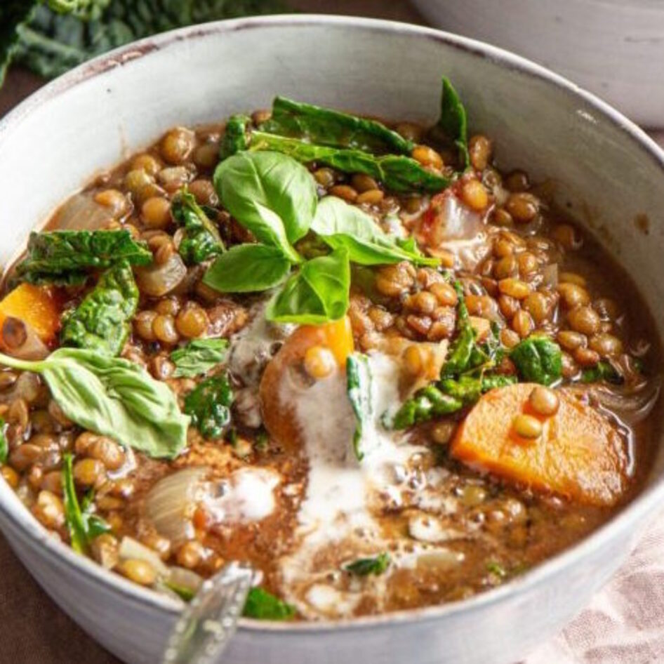 French Lentil and Plant-Based Kale Stew