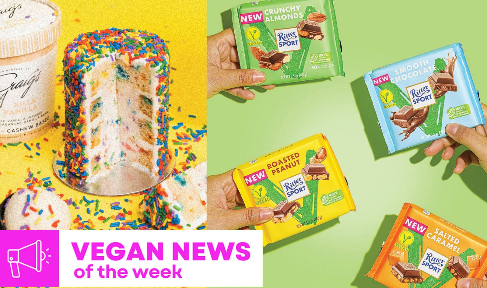 Vegan Food News of the Week: 4 Ritter Sport Chocolates, Ice Cream Cake, and More