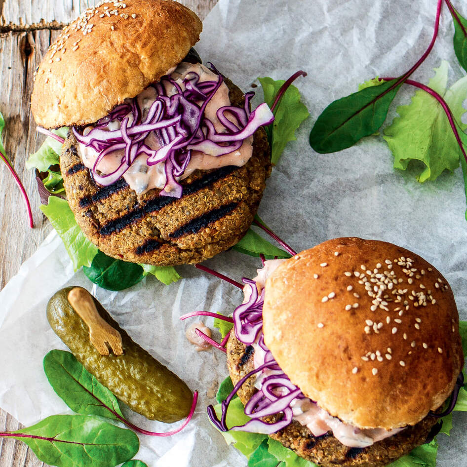 Grillable Chickpea Quinoa Burgers