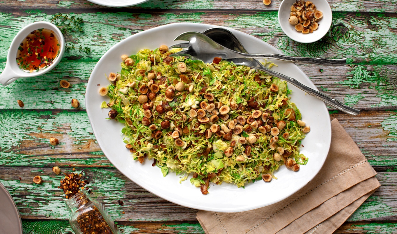 Warm Brussels Sprouts Salad With Coconut Bacon