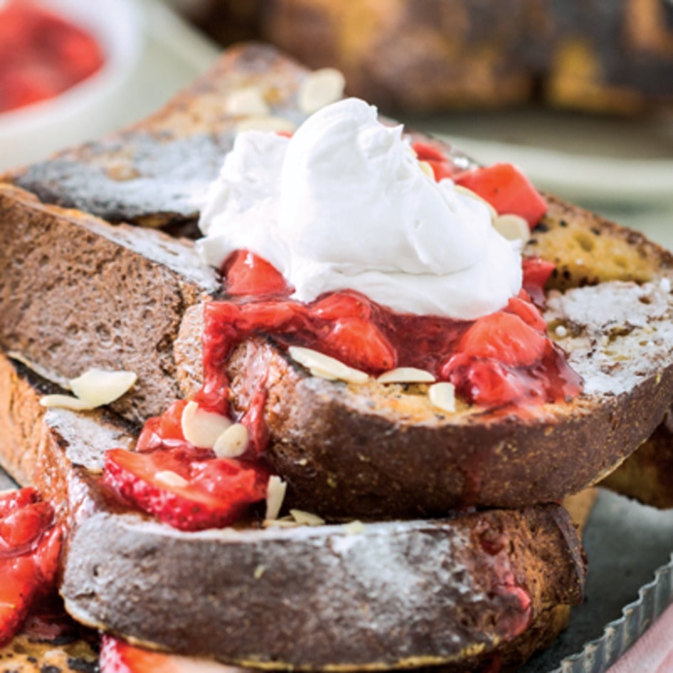 Vegan Strawberry Vanilla French Toast With Whipped Cream