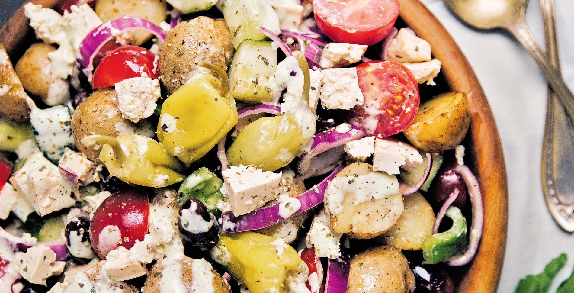 Plant-Based Greek Potato Feta Salad