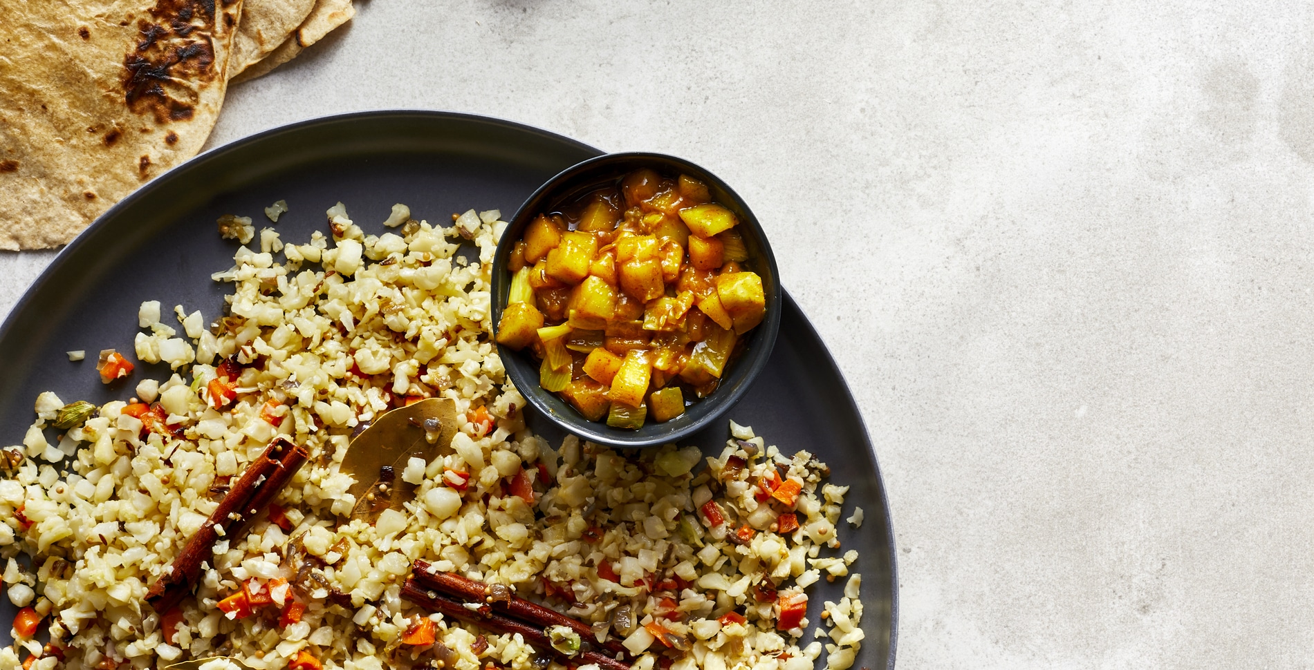 Cauliflower Rice Biryani With Homemade Mango Chutney