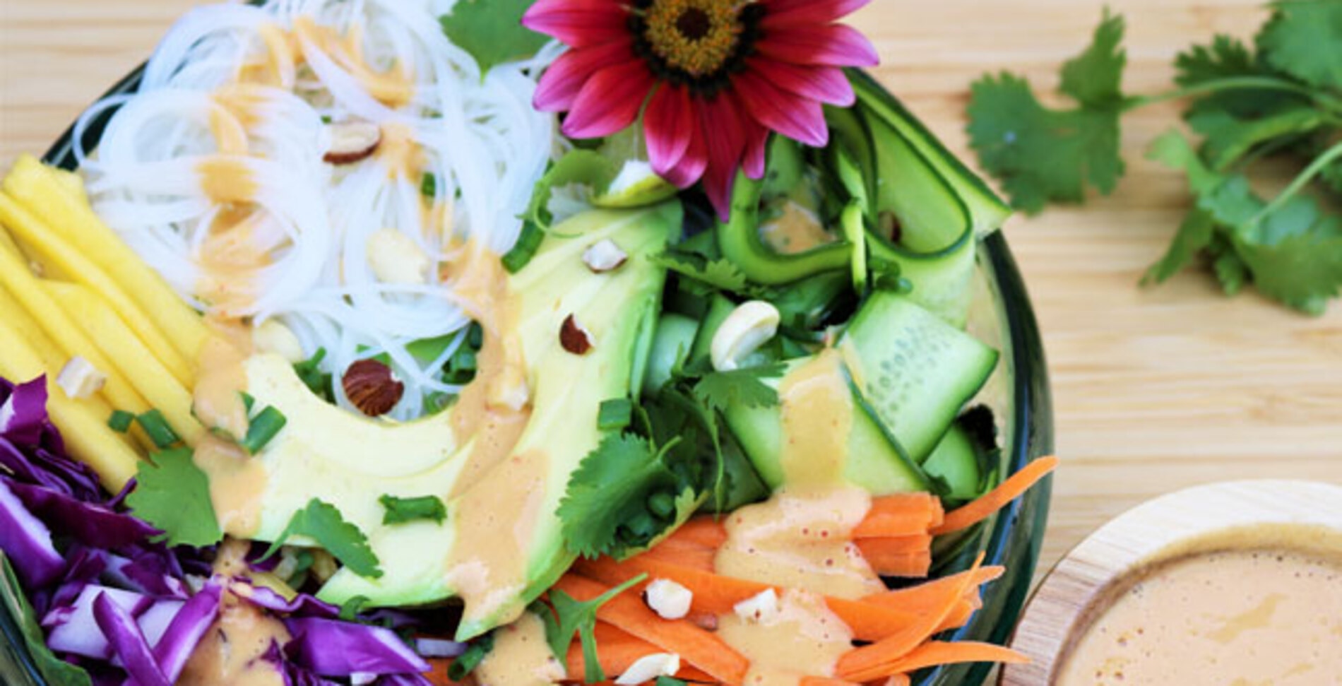 Sweet and Spicy Rice Noodle Salad With Homemade Peanut Sauce