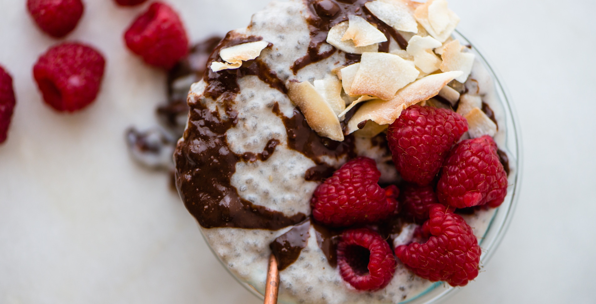 Banana Tahini Chia Pudding With Peanut Butter Chocolate Sauce