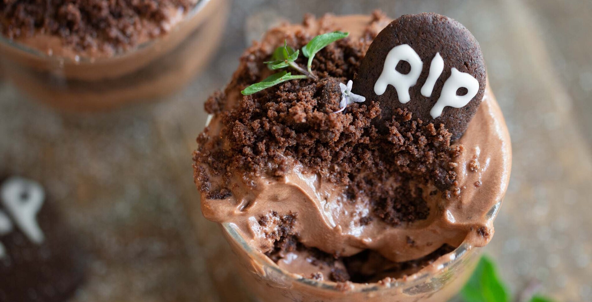 Graveyard Chocolate Mousse Pots With Cookie Crumbles (Sugar-Free!)
