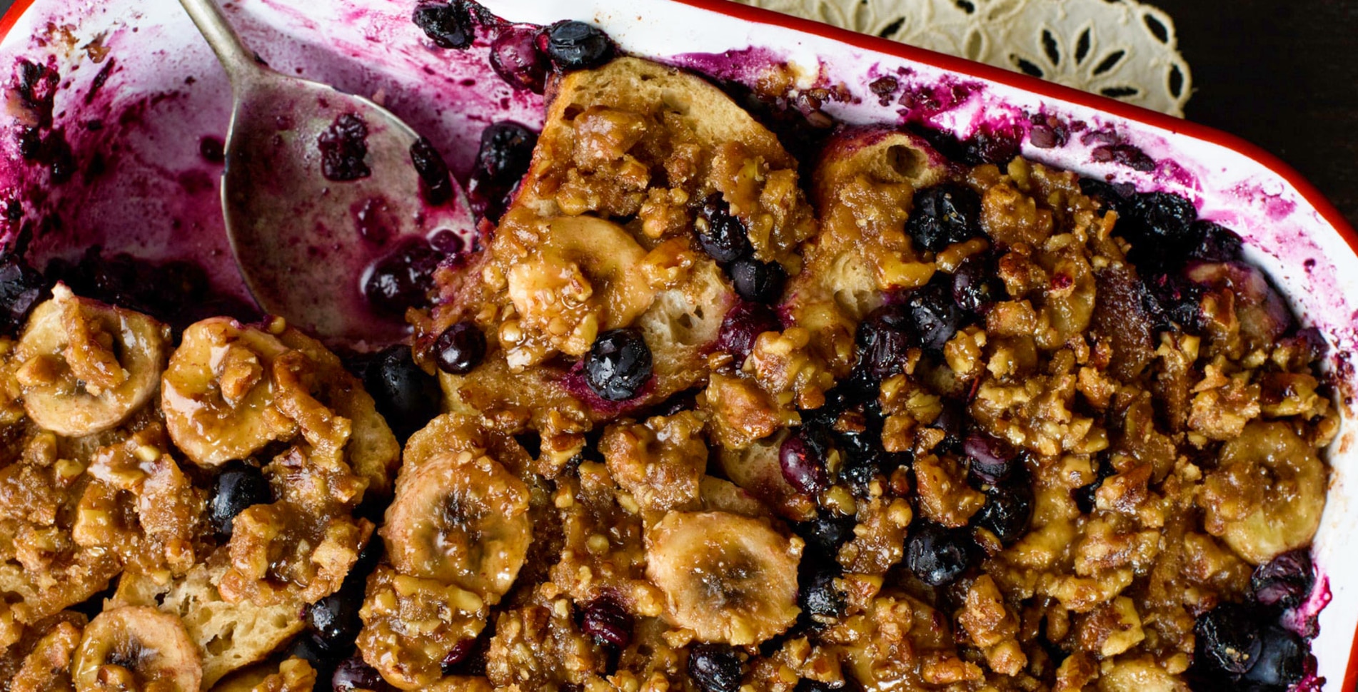Blueberry Banana Praline French Toast Casserole